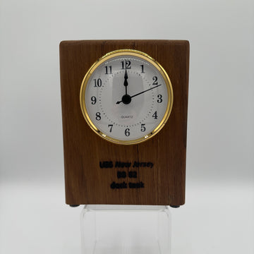 Battleship New Jersey BB-62 Modern Teak Quartz Clock - 0