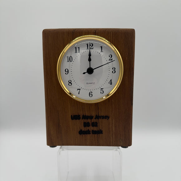 Battleship New Jersey BB-62 Modern Teak Quartz Clock