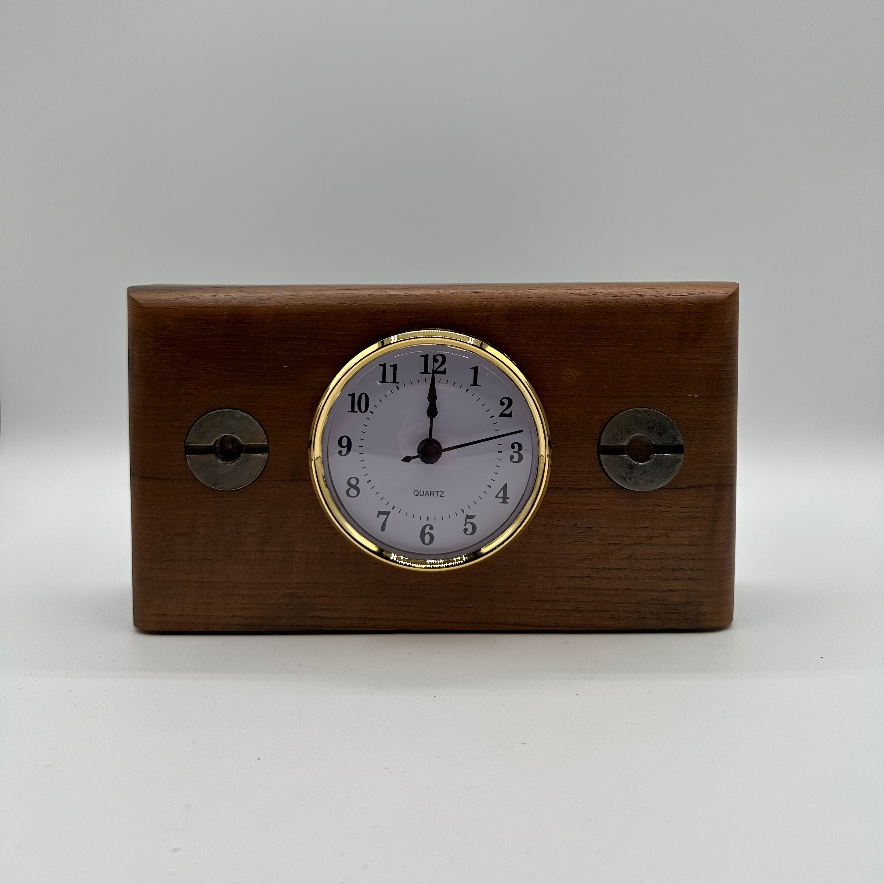 Teak Clock with steel bolts