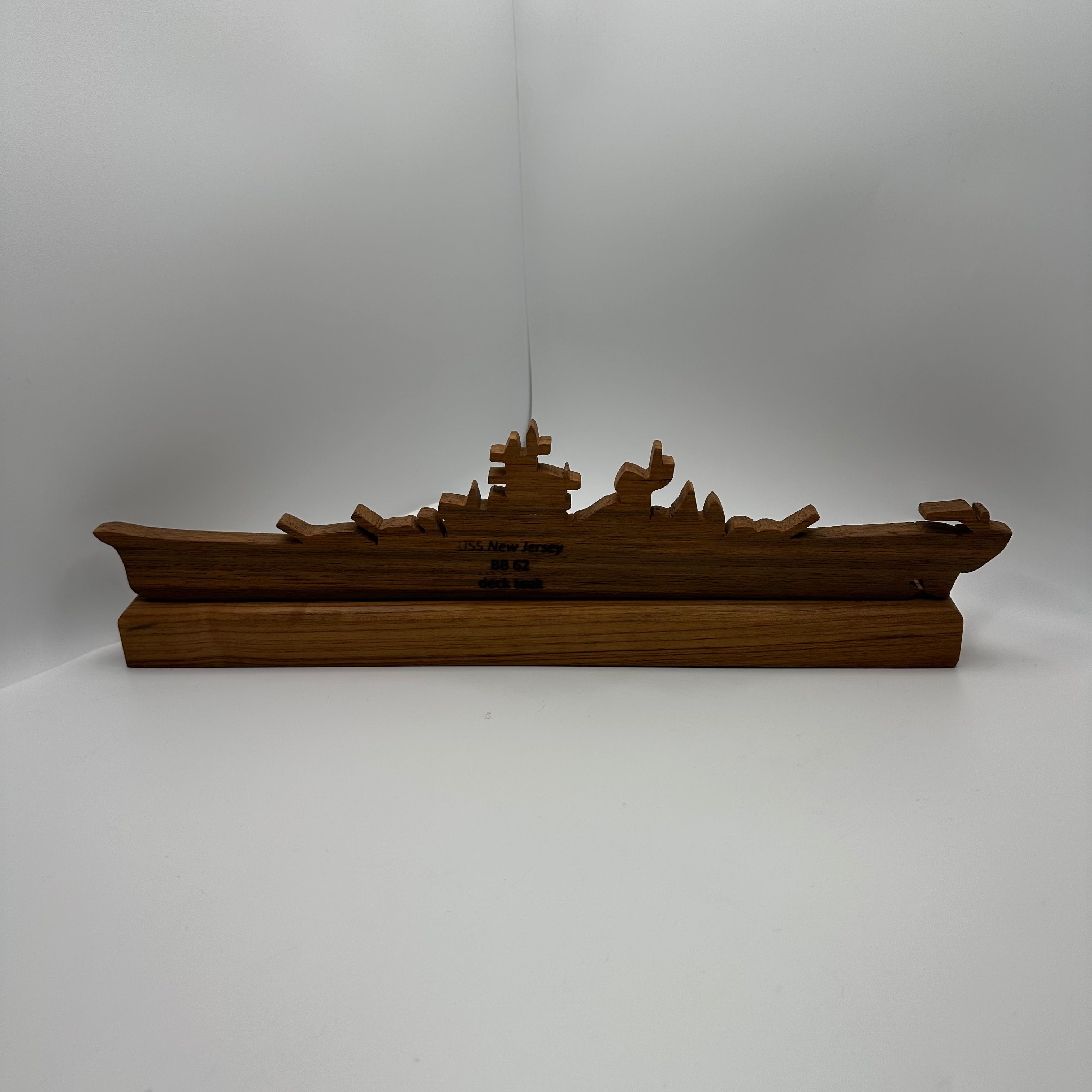 Teak Silhouette Battleship Sculpture