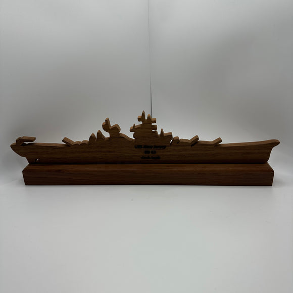 Teak Silhouette Battleship Sculpture