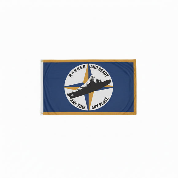 Flag on a building with a clear sky background