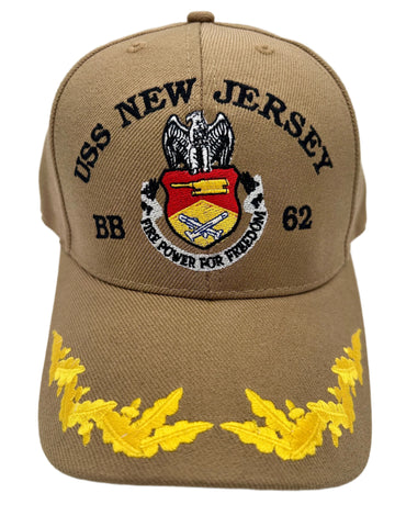 USS New Jersey Firepower for Freedom - Coyote Brown Cap (w/ Scrambled Eggs)