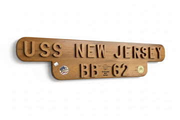 USS New Jersey BB-62 Teak Nameplate With Fire Power for Freedom Challenge Coins