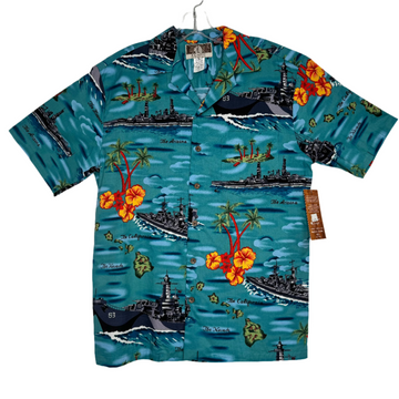 Men's Battleship Hawaiian Shirt (Blue)