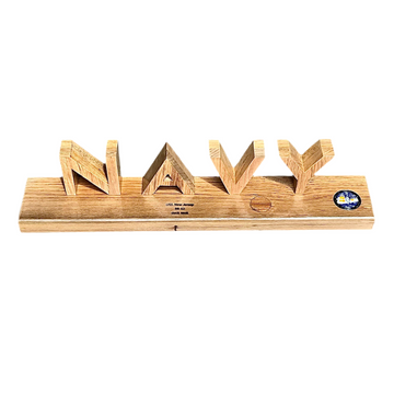 Navy Teak Wood Sign