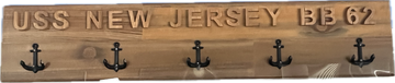 Battleship New Jersey BB-62 USS NJ Teak Sign - 0