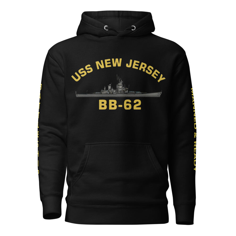 USS New Jersey BB-62 - Manned & Ready Hoodie (Black)