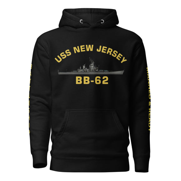 USS New Jersey BB-62 - Manned & Ready Hoodie (Black)