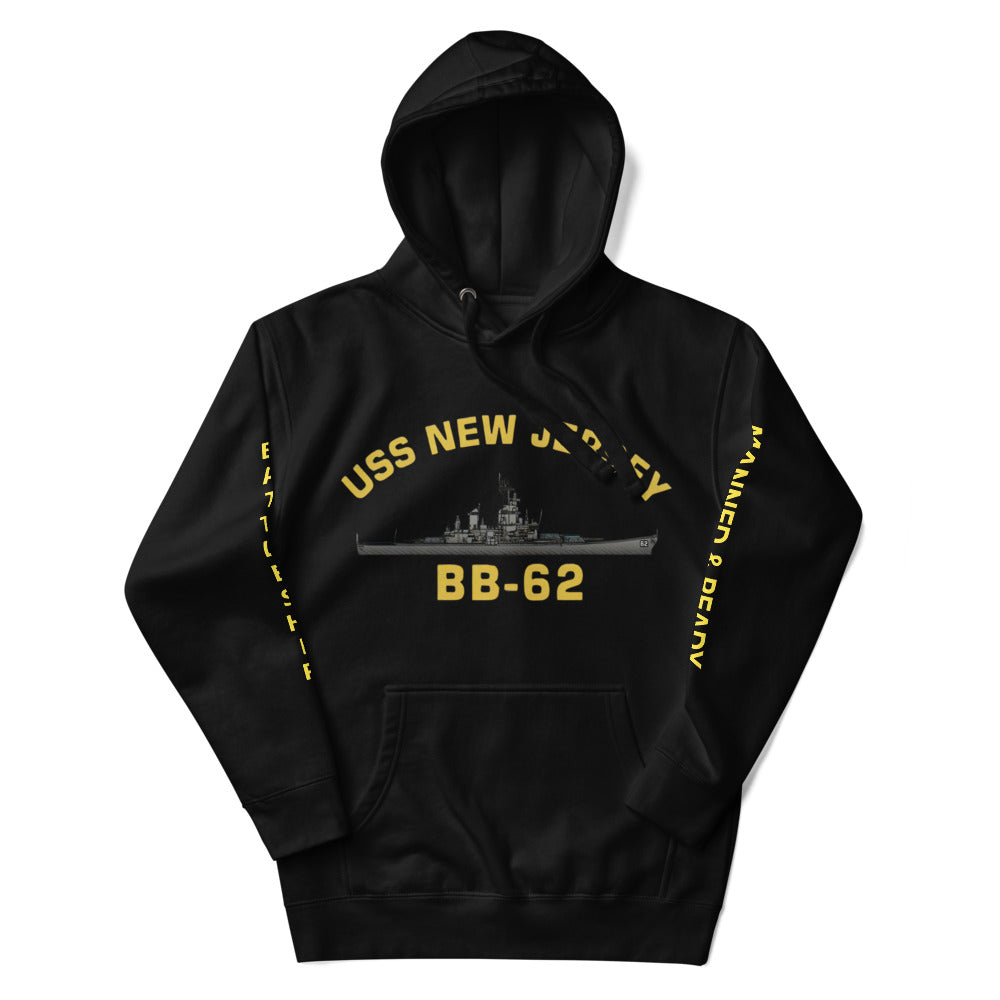 USS New Jersey BB-62 - Manned & Ready Hoodie (Black)