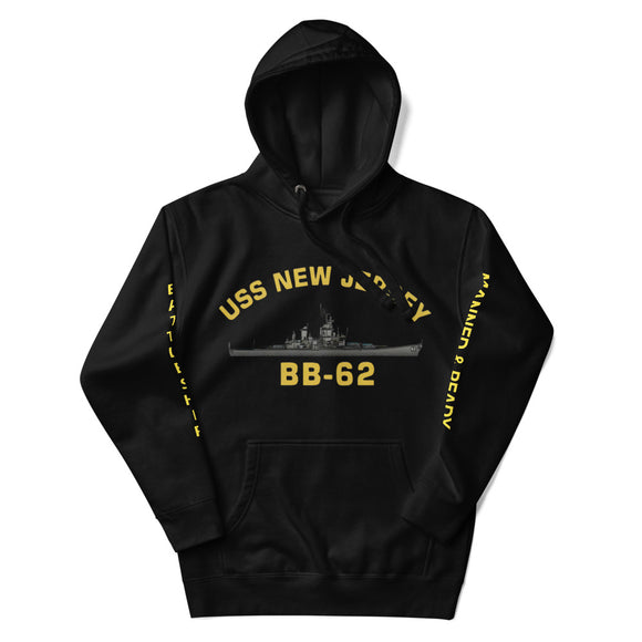 USS New Jersey BB-62 - Manned & Ready Hoodie (Black)