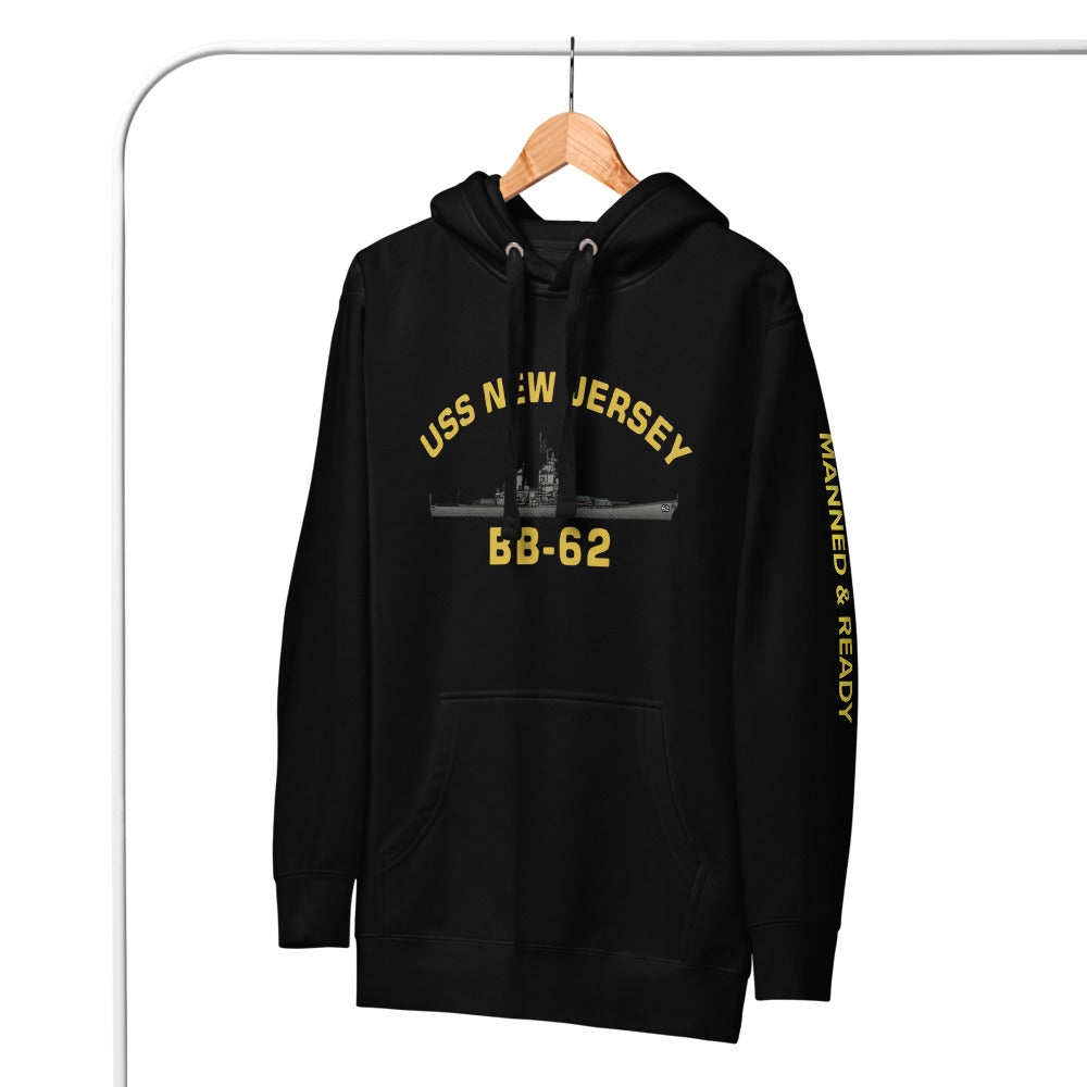 USS New Jersey BB-62 - Manned & Ready Hoodie (Black)