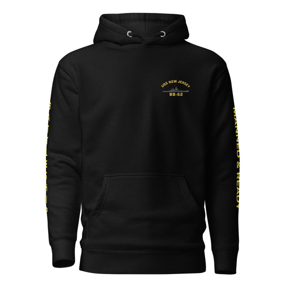 USS New Jersey BB-62 - Manned & Ready Hoodie (Black)