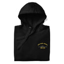 Black hoodie with USS New Jersey BB-62 logo on a white background
