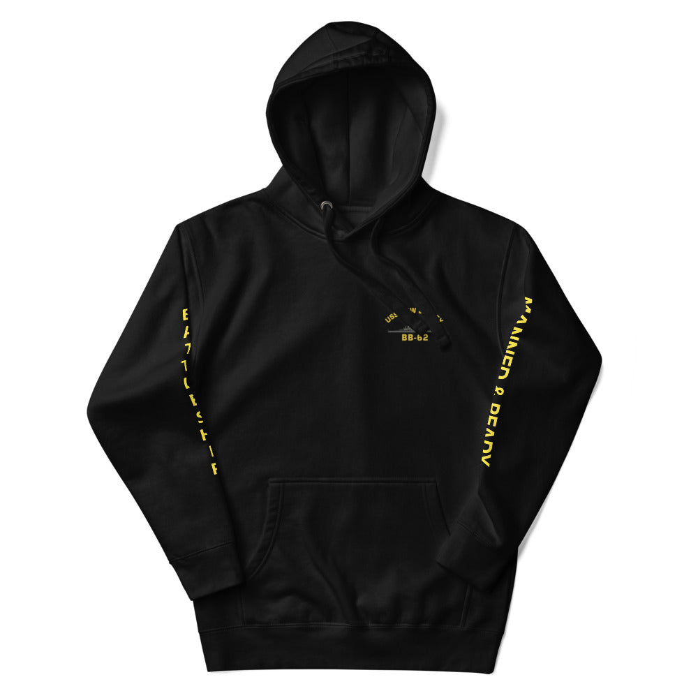 USS New Jersey BB-62 - Manned & Ready Hoodie (Black)