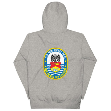 USS New Jersey BB-62 - Manned & Ready Hoodie (Carbon Gray) - 0