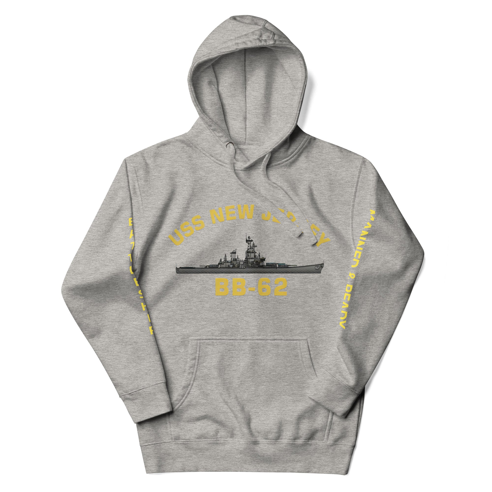 USS New Jersey BB-62 - Manned & Ready Hoodie (Carbon Gray)