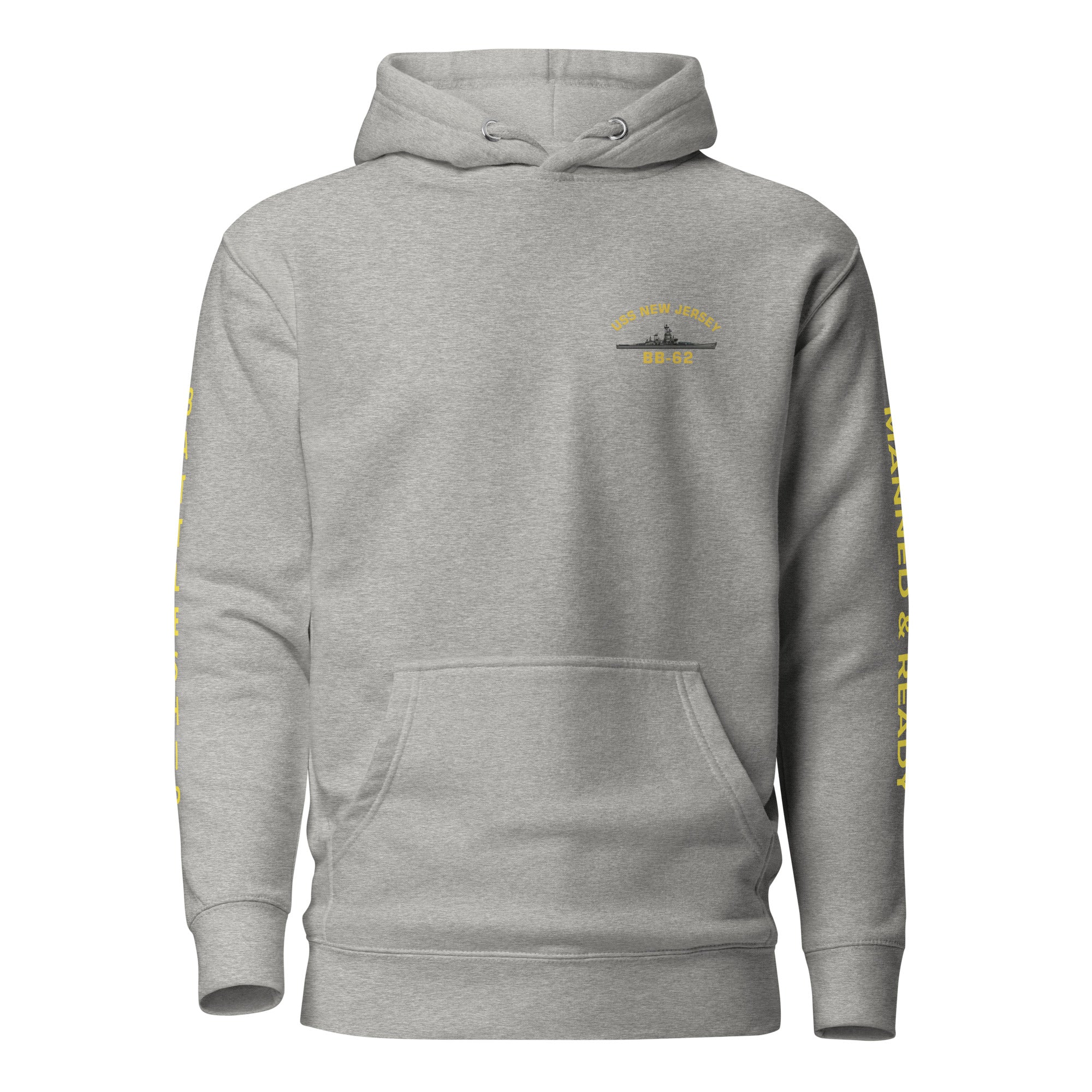 USS New Jersey BB-62 - Manned & Ready Hoodie (Carbon Gray)