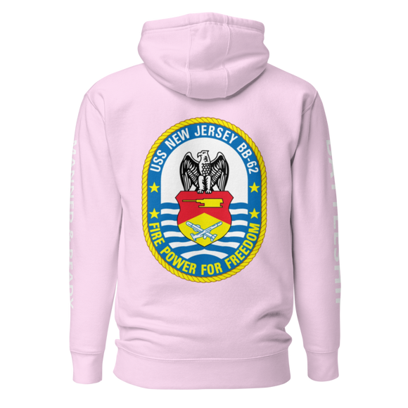 USS New Jersey BB-62 - Manned & Ready Hoodie (Team Pink)
