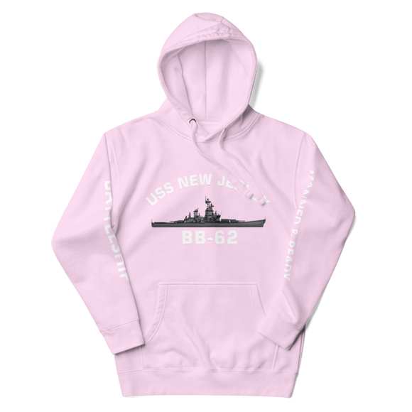 USS New Jersey BB-62 - Manned & Ready Hoodie (Team Pink)