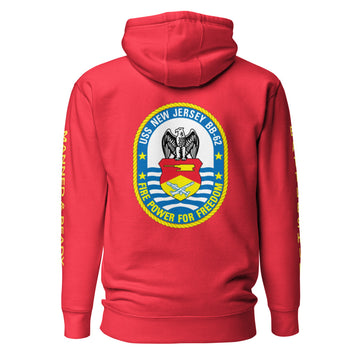 USS New Jersey BB-62 - Manned & Ready Hoodie (Team Red) - 0