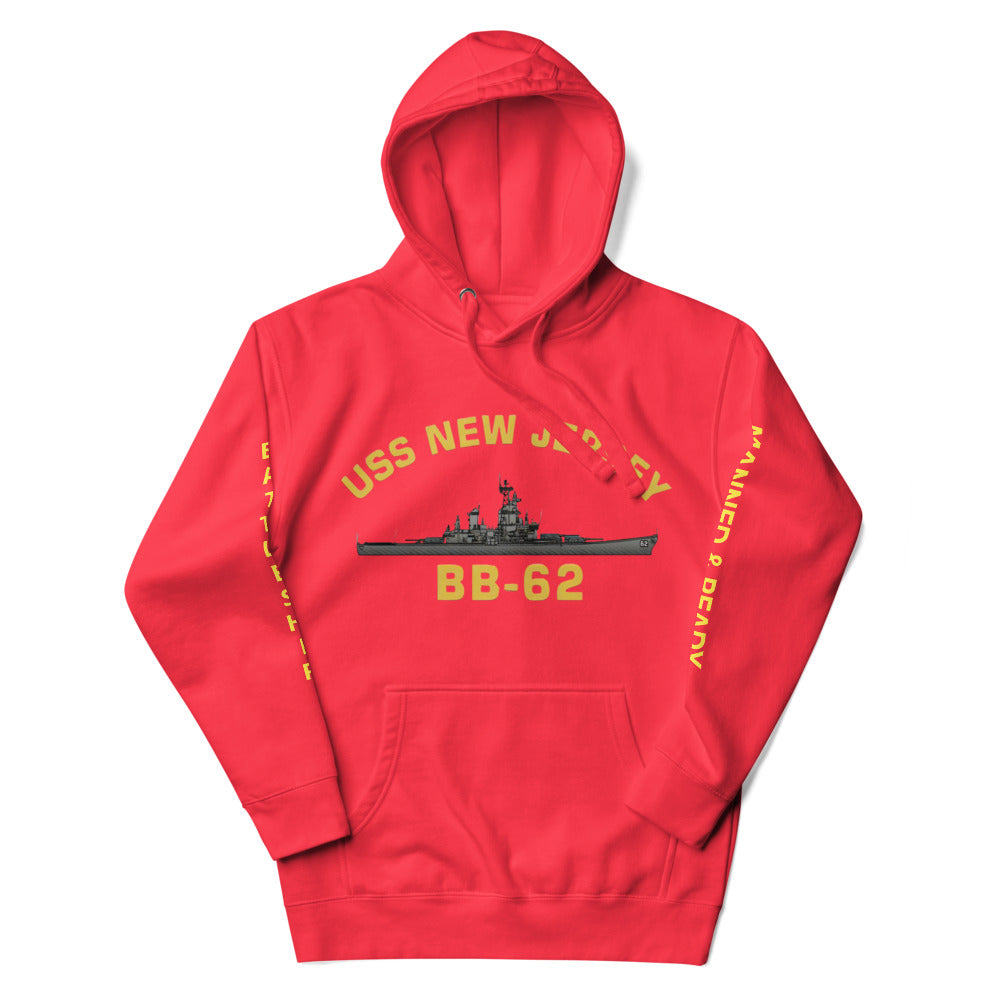 USS New Jersey BB-62 - Manned & Ready Hoodie (Team Red)