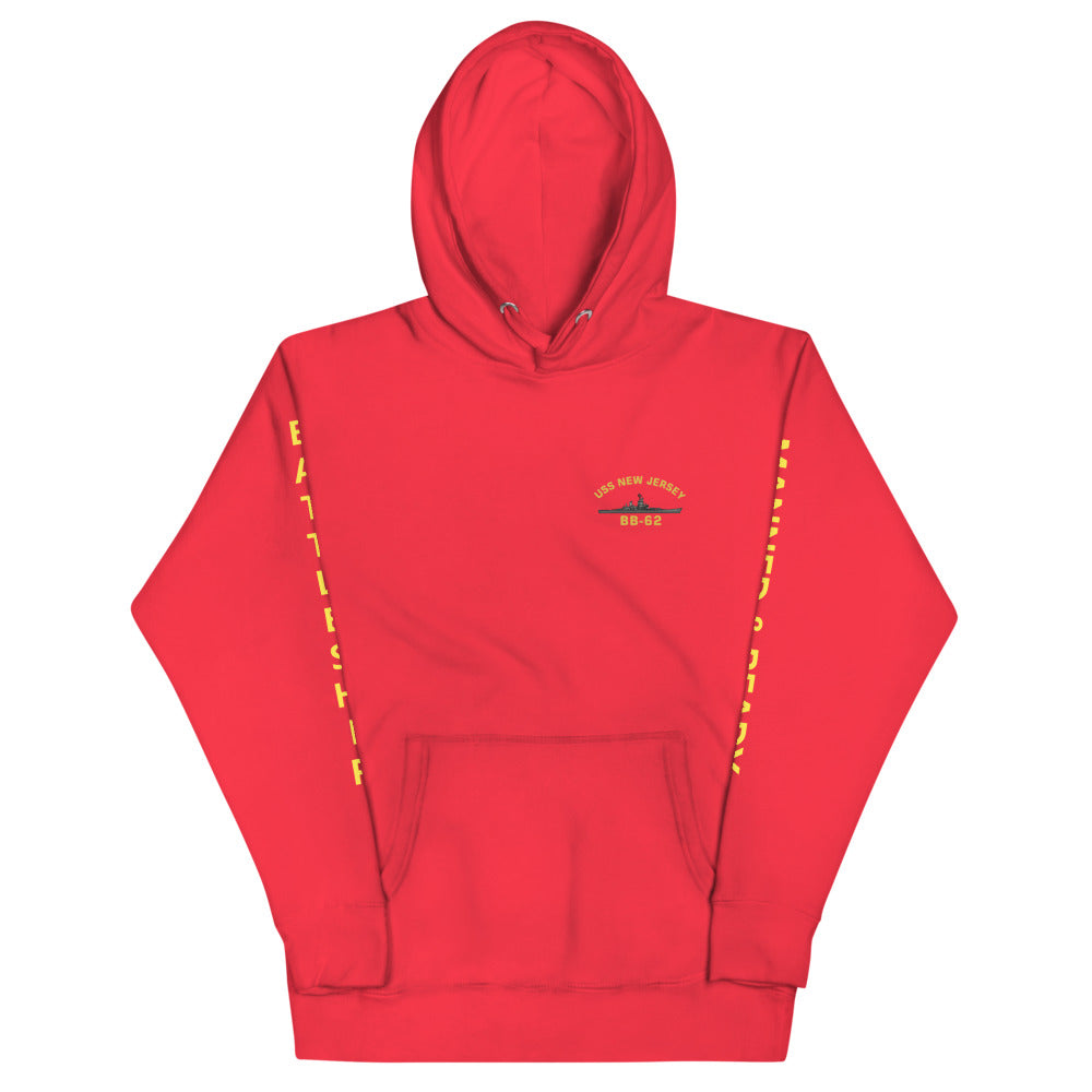 USS New Jersey BB-62 - Manned & Ready Hoodie (Team Red)