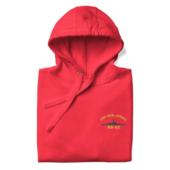 USS New Jersey BB-62 - Manned & Ready Hoodie (Team Red)