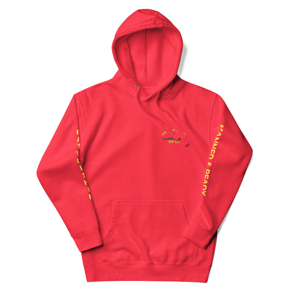 USS New Jersey BB-62 - Manned & Ready Hoodie (Team Red)