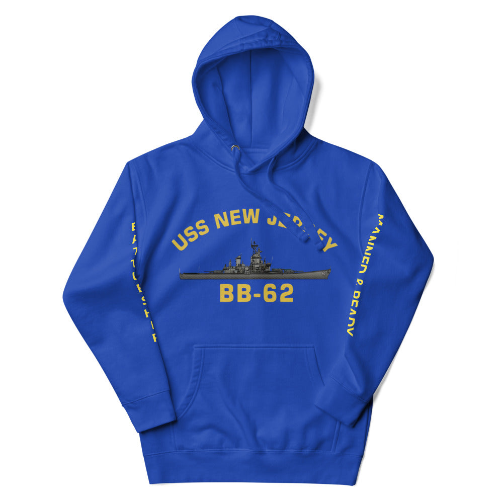 USS New Jersey BB-62 - Manned & Ready Hoodie (Team Royal)