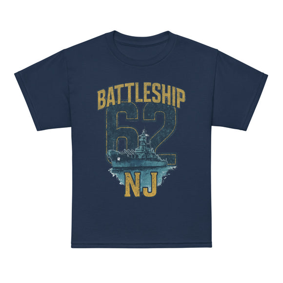 Kid's Unisex Battleship New Jersey Animated Art T-Shirt – Navy