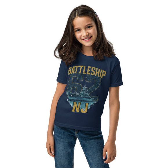 Kid's Unisex Battleship New Jersey Animated Art T-Shirt – Navy