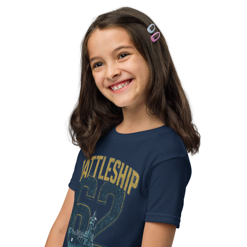 Kid's Unisex Battleship New Jersey Animated Art T-Shirt – Navy