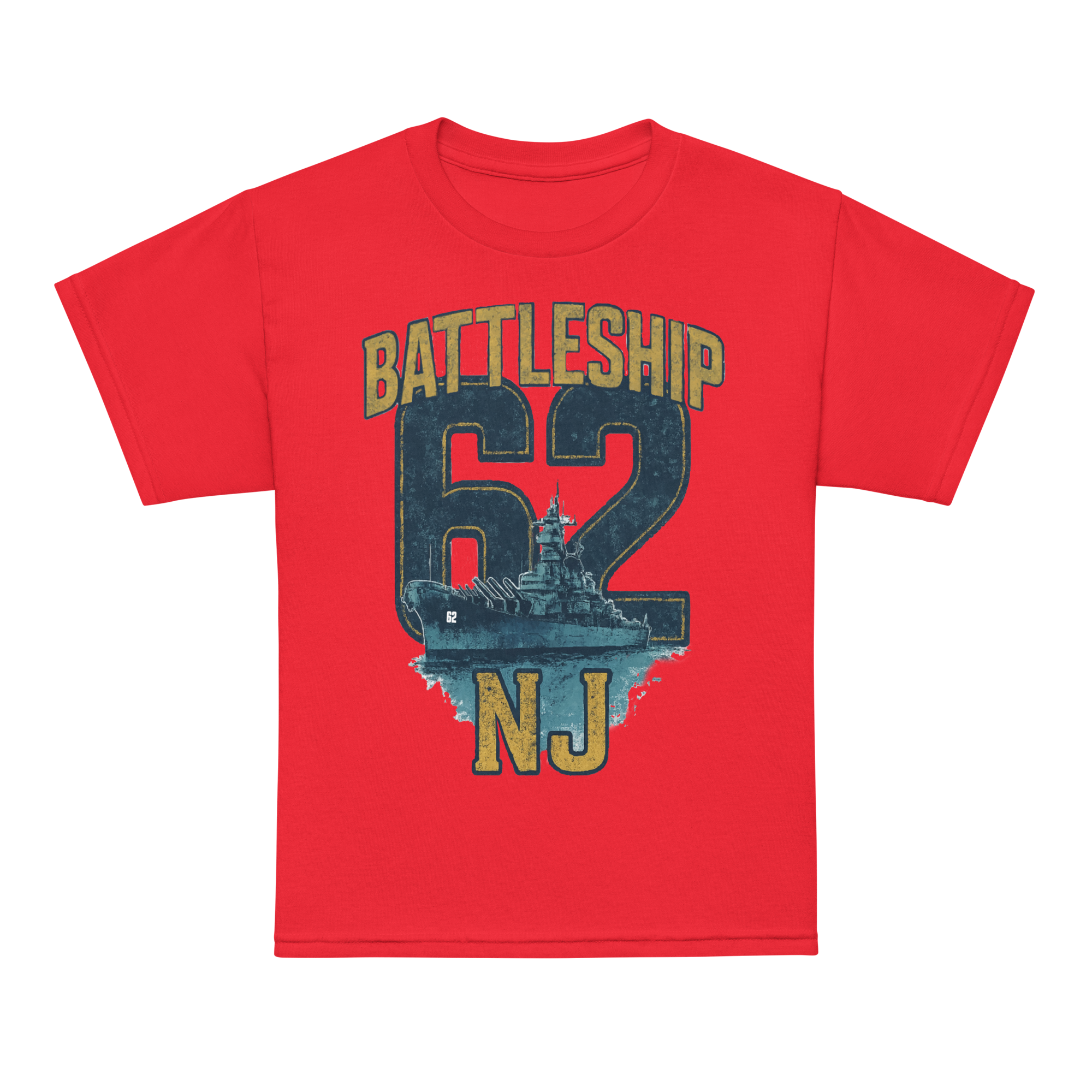 Kid's Unisex Battleship New Jersey Animated Art T-Shirt – Red