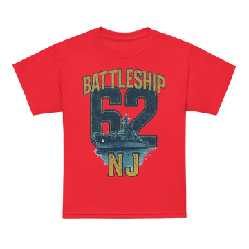 Kid's Unisex Battleship New Jersey Animated Art T-Shirt – Red