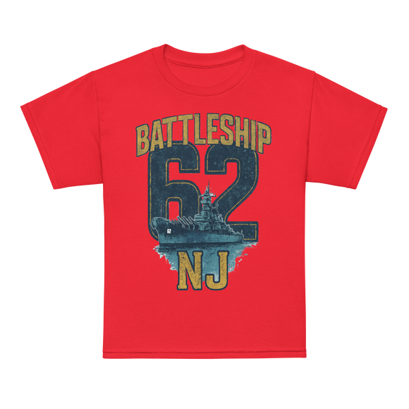 Kid's Unisex Battleship New Jersey Animated Art T-Shirt – Red