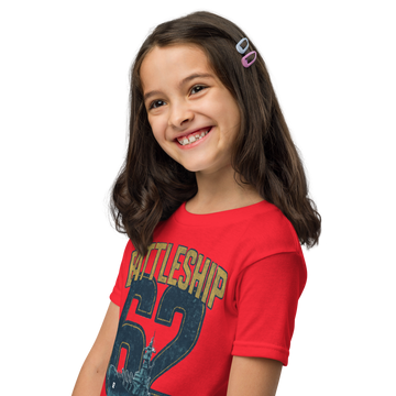 Kid's Unisex Battleship New Jersey Animated Art T-Shirt – Red - 0